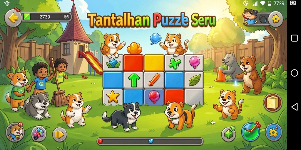 Screenshot gameplay yang menunjukkan teka-teki menantang di 2739.
