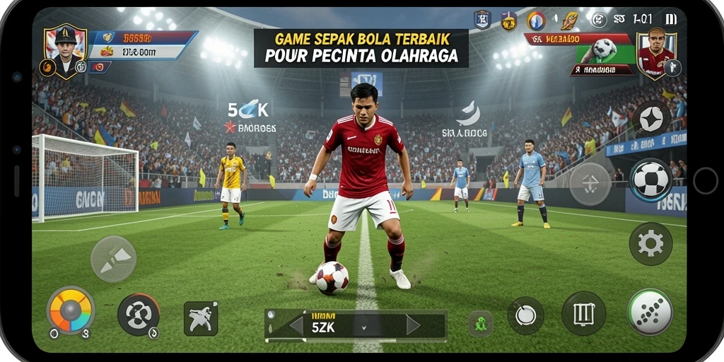 Tangkapan layar utama dari gameplay seru 5ZK dengan aksi sepak bola yang intens.