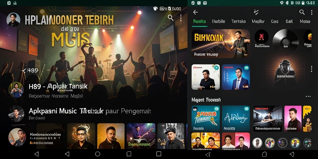 Tampilan utama H89 dengan berbagai pilihan lagu dan fitur menarik.