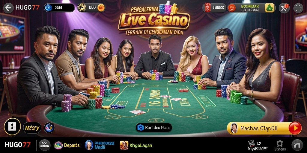 Tampilan menarik dari gameplay HUGO77 dalam Live Casino.