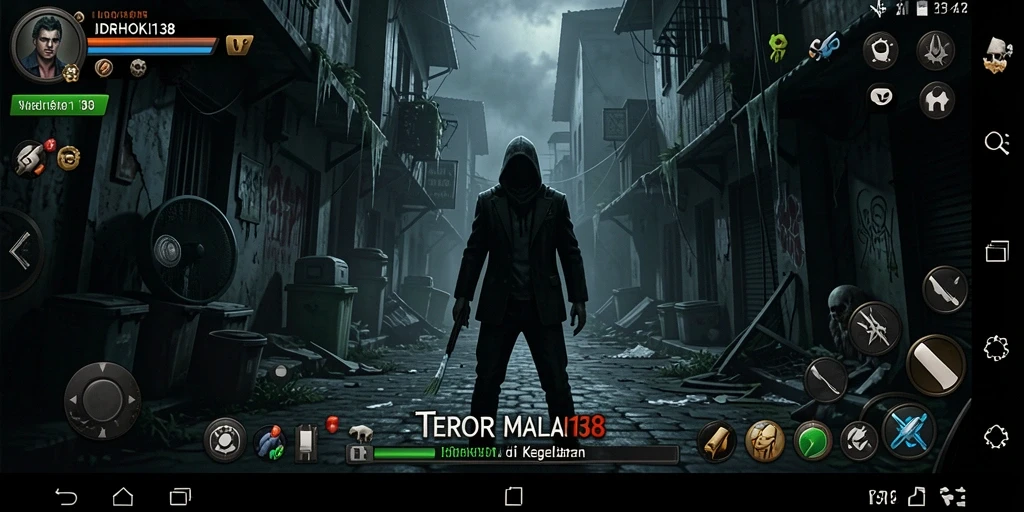Tampilan gameplay menegangkan dalam IDRHOKI138 dengan suasana kegelapan yang mencekam.