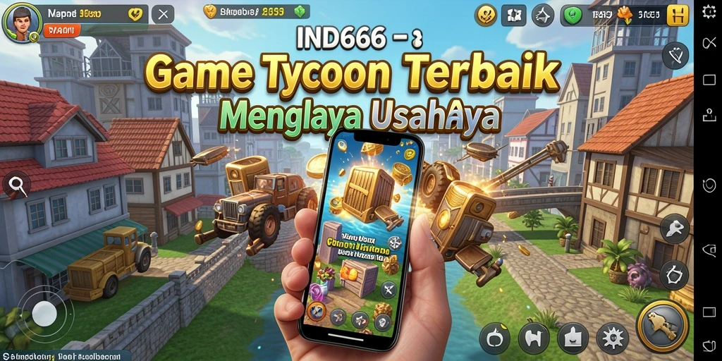 Tampilan gameplay <strong>IND666</strong> dengan pengelolaan usaha yang intens.
