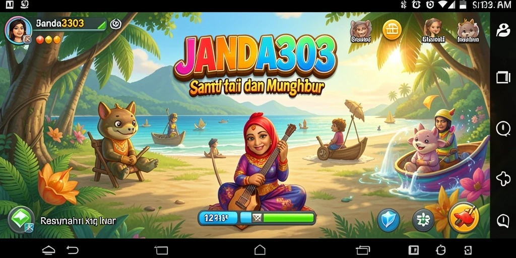 Screenshot utama JANDA303 menampilkan gameplay yang ceria dan menarik.