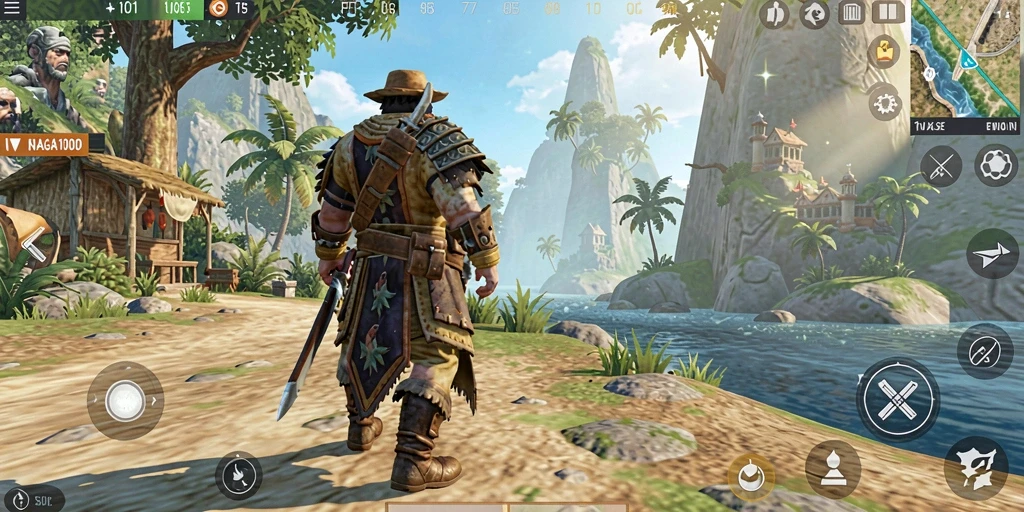 Tangkapan layar menunjukkan gameplay yang mendebarkan di dunia terbuka NAGA1001.