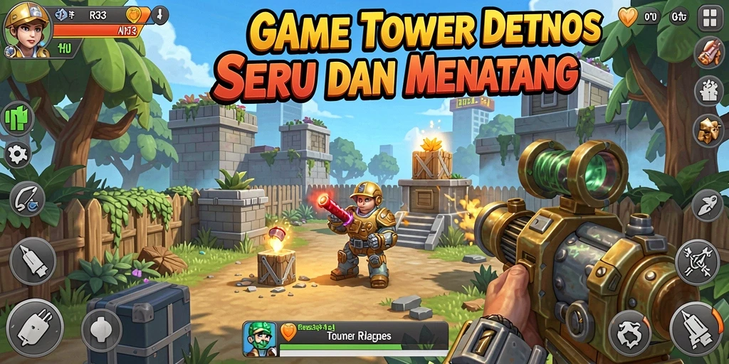 Screenshot gameplay RR33 menampilkan aksi menara pertahanan yang mendebarkan.