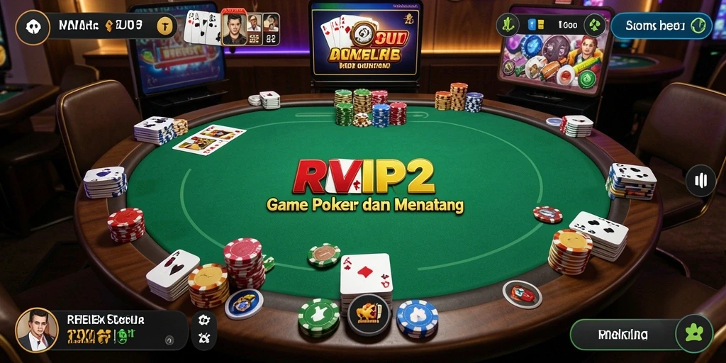 Tampilan gameplay Poker menarik di RVIP2 dengan pemain aktif.