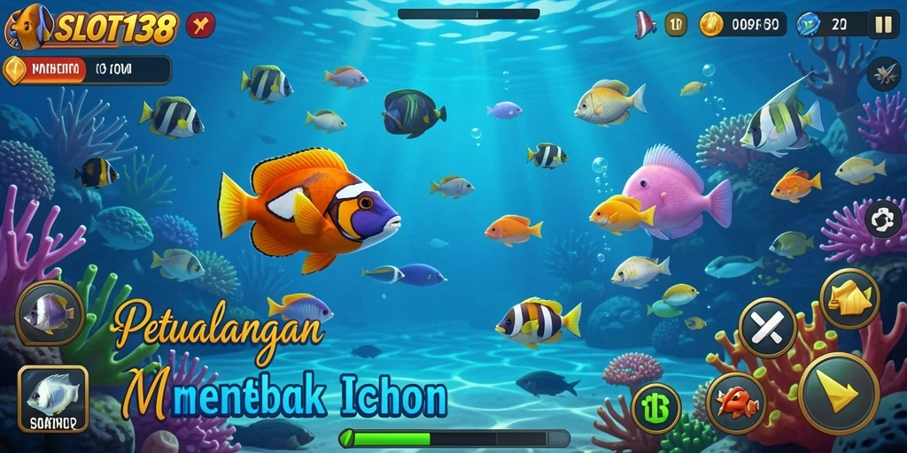 Gameplay menarik dalam SLOT138 dengan berbagai ikan menunggu untuk ditembak.