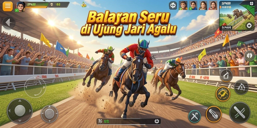 Tampilan gameplay SPN88 yang penuh aksi balapan.