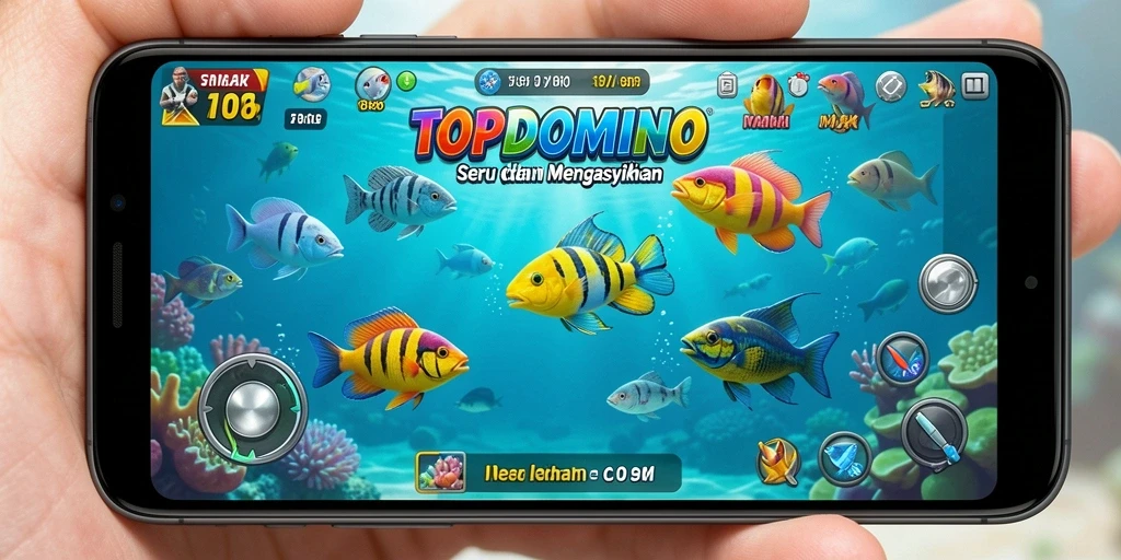Screenshot menarik menampilkan aksi menembak ikan di TOPDOMINO.