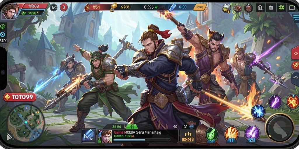 Tampilan dinamis pertarungan intens MOBA di TOTO99.