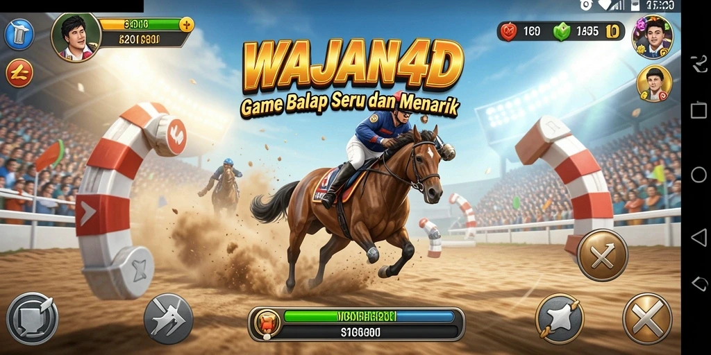 Screenshot gameplay WAJAN4D yang menunjukkan aksi balapan seru.