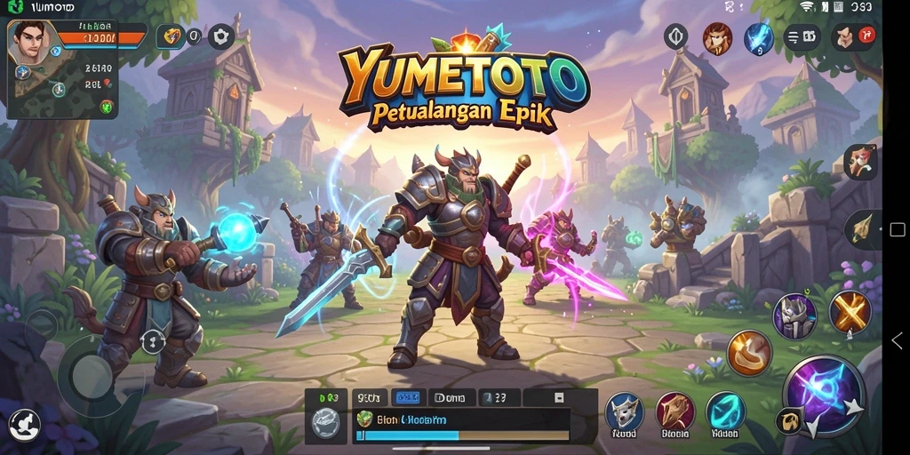 Tampilan gameplay menakjubkan di YUMETOTO dengan aksi RPG yang mendebarkan.
