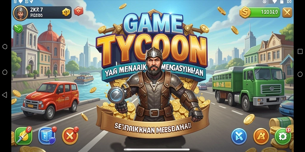 Tampilan gameplay ZK7 yang menampilkan manajemen bisnis yang seru.